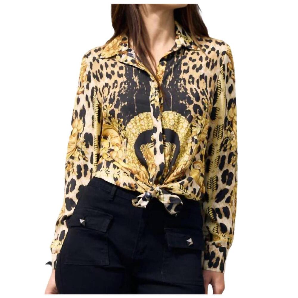 NEW OOLALA printed button-up shirt